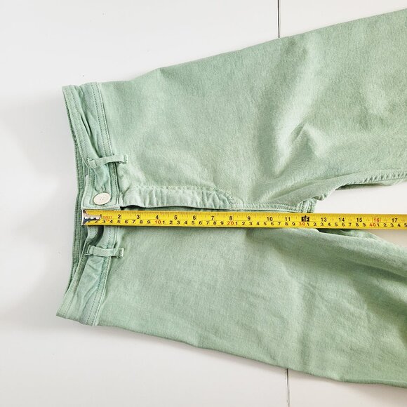 Zara The Marine Sailor Wide Leg Cotton Denim Mint Green Pant Trouser - Size 6 - Picture 9 of 11